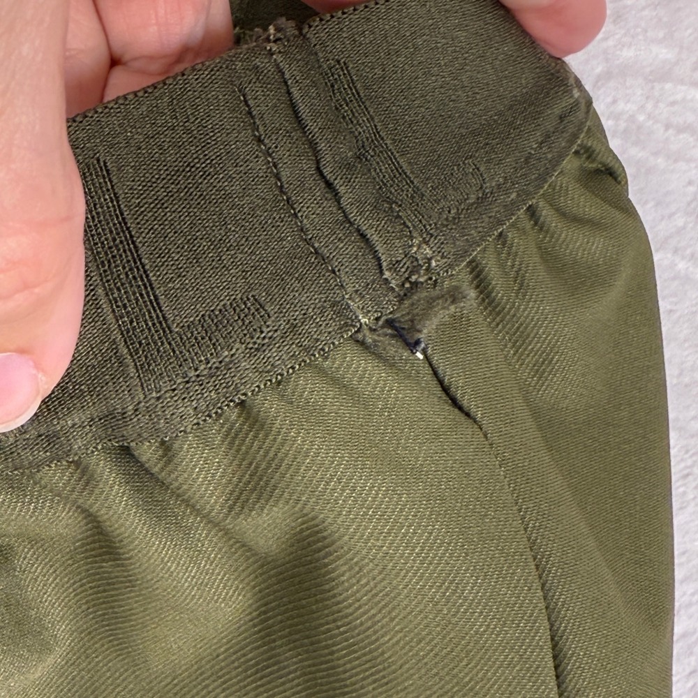 Madewell‎ MWL Olive Green Canvas Athletic Shorts Size S Elastic Waist Logo Band - Picture 4 of 7